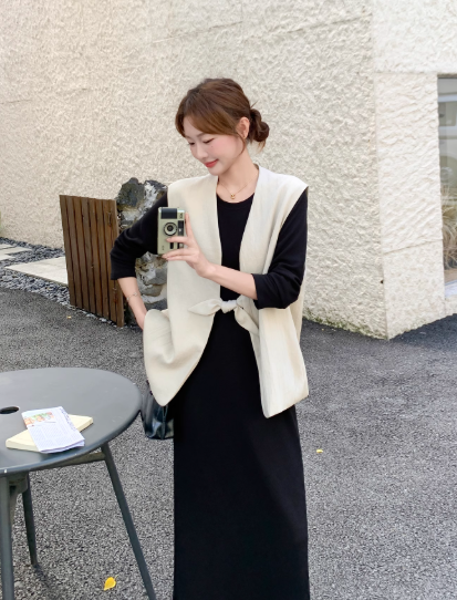 Korean Style Elegant Tweed Dress Set for Women – 2025 Autumn New Luxury Butterfly Knot Double-Szopińska-ZatkalikJoanna