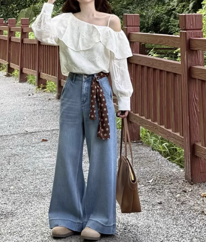 Plus Size Embroidered Off-Shoulder Long Sleeve Blouse 1026