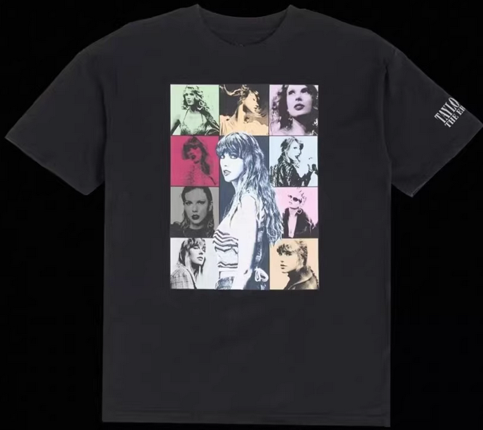 Taylor Swift The Eras Tour Black Graphic T-Shirt New