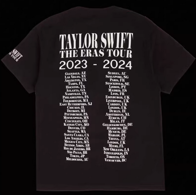 Taylor Swift The Eras Tour Black Graphic T-Shirt New