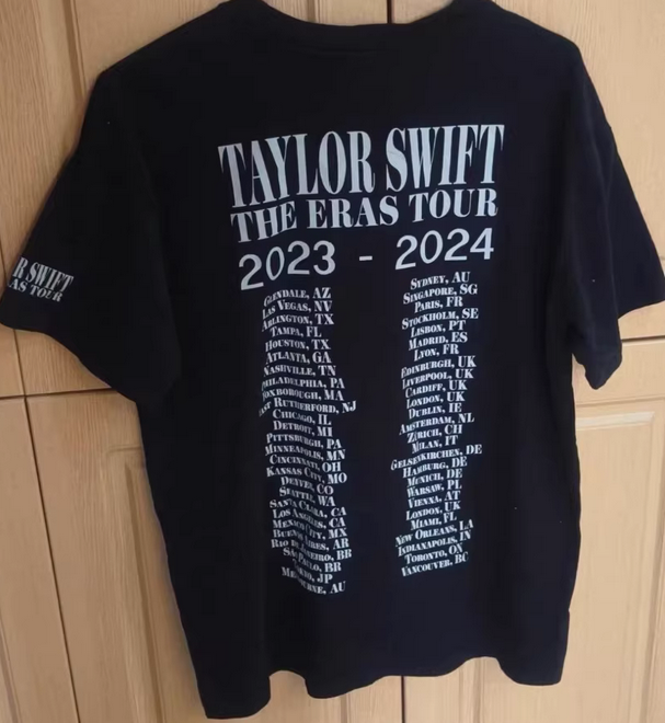 Taylor Swift The Eras Tour Black Graphic T-Shirt New