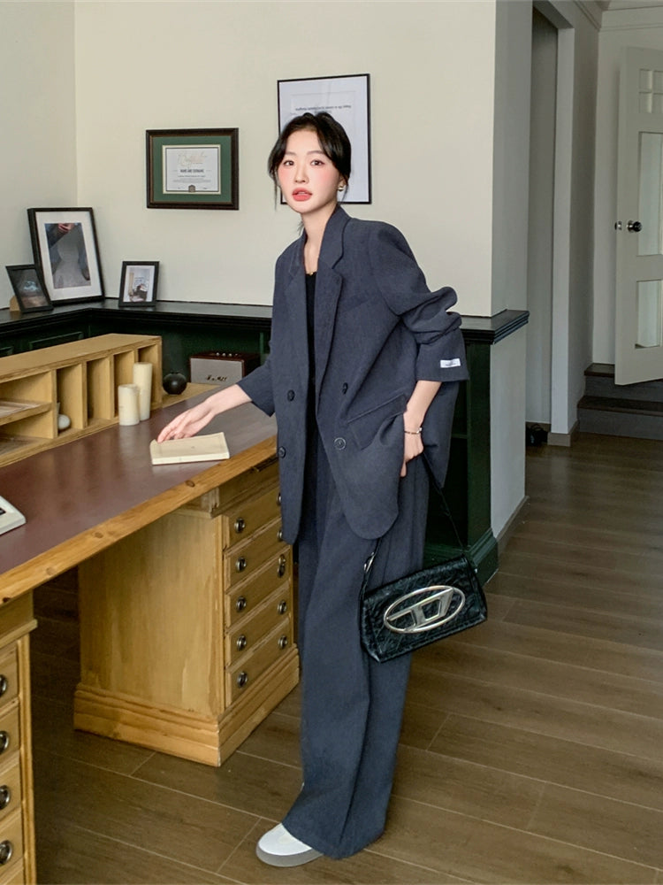 Super fire popular gray suit pants women's spring and autumn 2025 new commuter temperament ootd Korean and a Sa