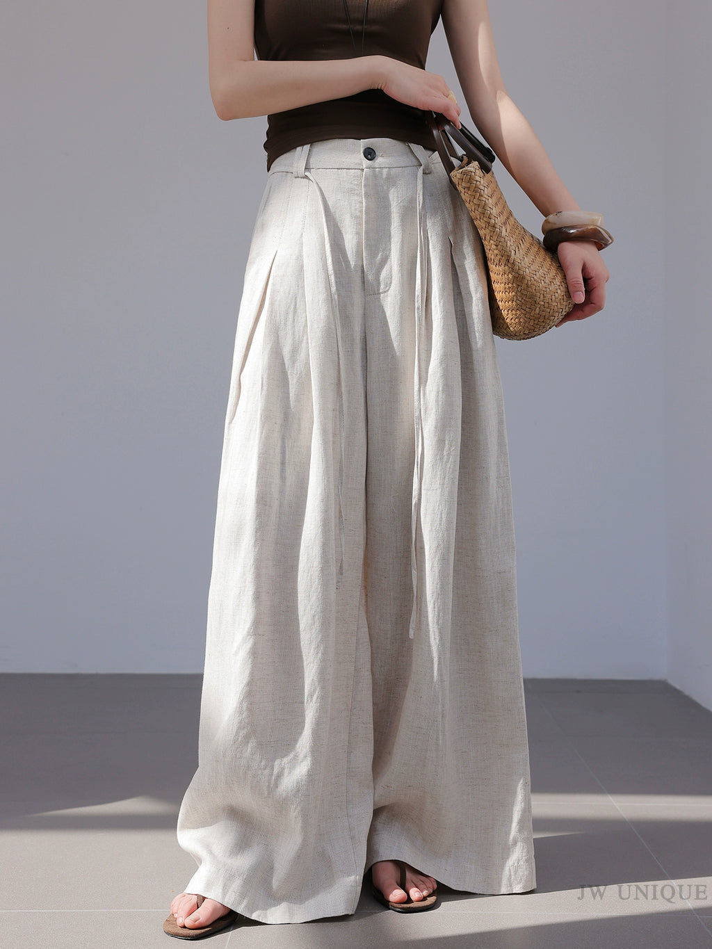 JWUNIQUE dimple oat lazy wind wide-leg pants women's 2025 autumn new loose casual pants floor pants