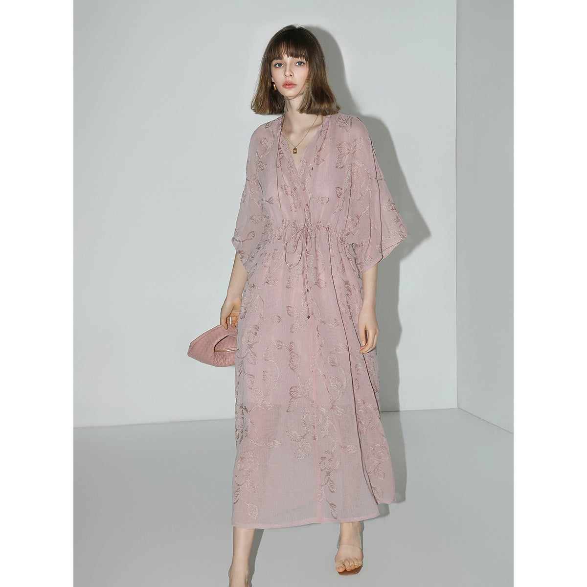 COCOBELLA [Golden Onion Embroidery] New National Style Embroidery Texture Dress Suspender Skirt Two-piece Set FR966-2