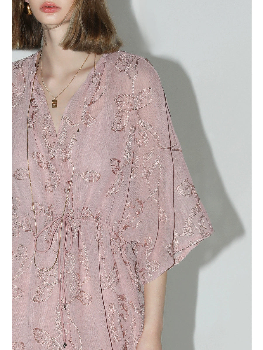 COCOBELLA [Golden Onion Embroidery] New National Style Embroidery Texture Dress Suspender Skirt Two-piece Set FR966-2