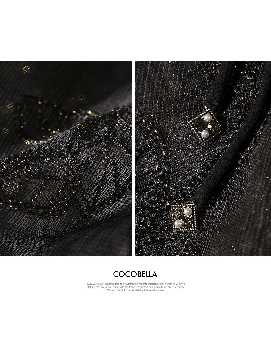 COCOBELLA [Golden Onion Embroidery] New National Style Embroidery Texture Dress Suspender Skirt Two-piece Set FR966-2