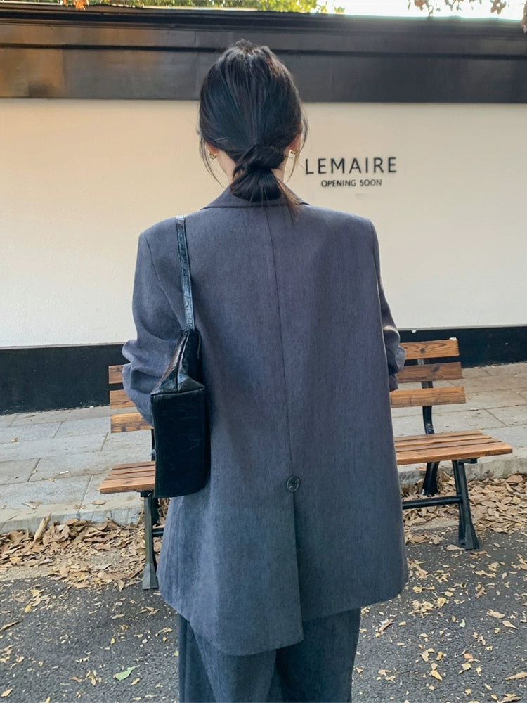 Super fire popular gray suit pants women's spring and autumn 2025 new commuter temperament ootd Korean and a Sa