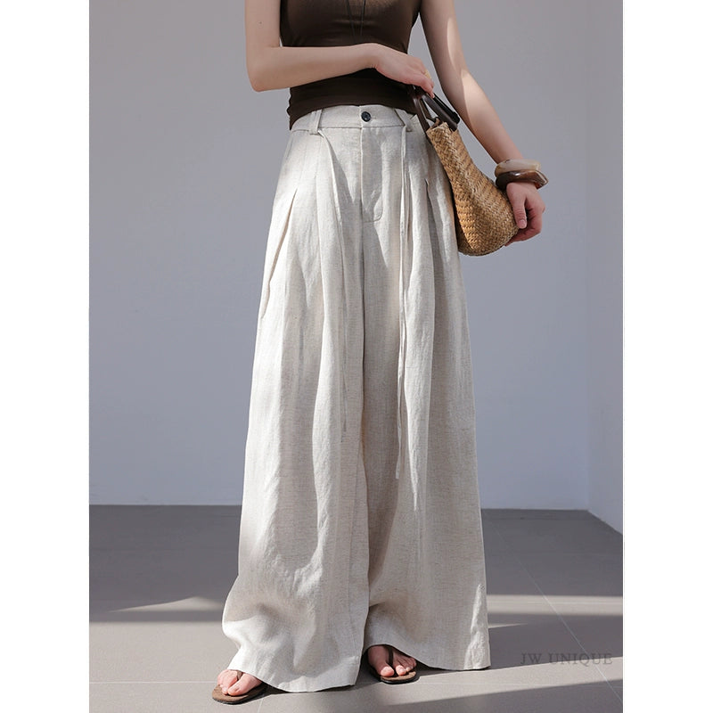 JWUNIQUE dimple oat lazy wind wide-leg pants women's 2025 autumn new loose casual pants floor pants