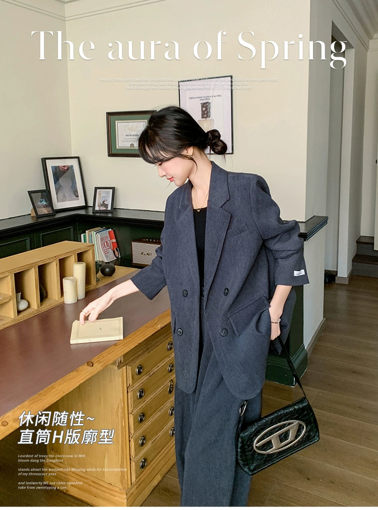 Super fire popular gray suit pants women's spring and autumn 2025 new commuter temperament ootd Korean and a Sa
