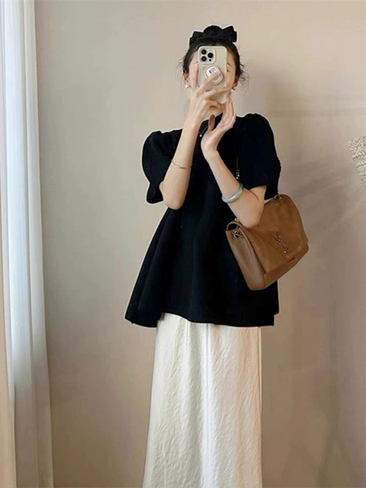 2025 new French Platycodon skirt set women's summer high-end feeling slightly fat, meat-covering and thin dress two-piece set