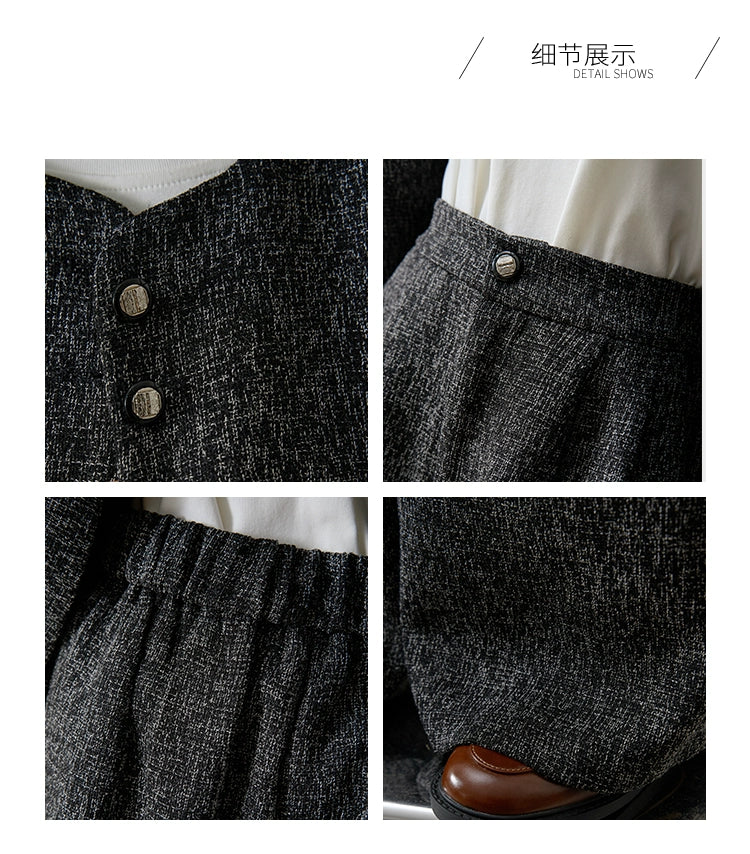 4U4U gray vest + wide-leg pants two-piece set for women's 2025 new Korean high-end light and familiar wind spring set