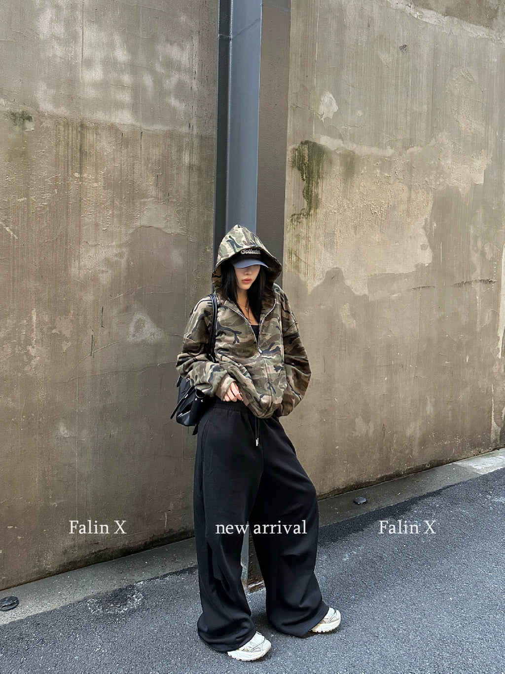 Falin X camouflage hooded sweater jacket women's American lazy chic loose cardigan casual autumn jacket