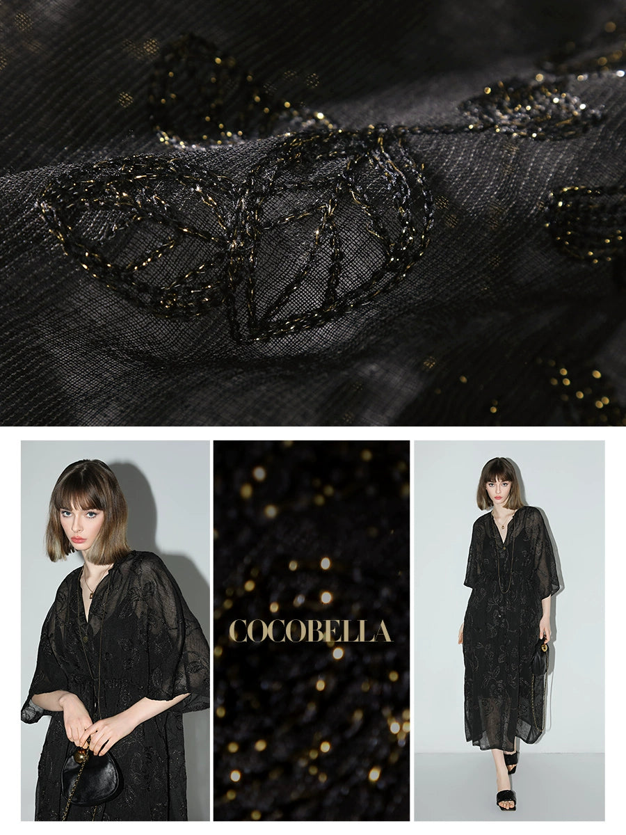 COCOBELLA [Golden Onion Embroidery] New National Style Embroidery Texture Dress Suspender Skirt Two-piece Set FR966-2