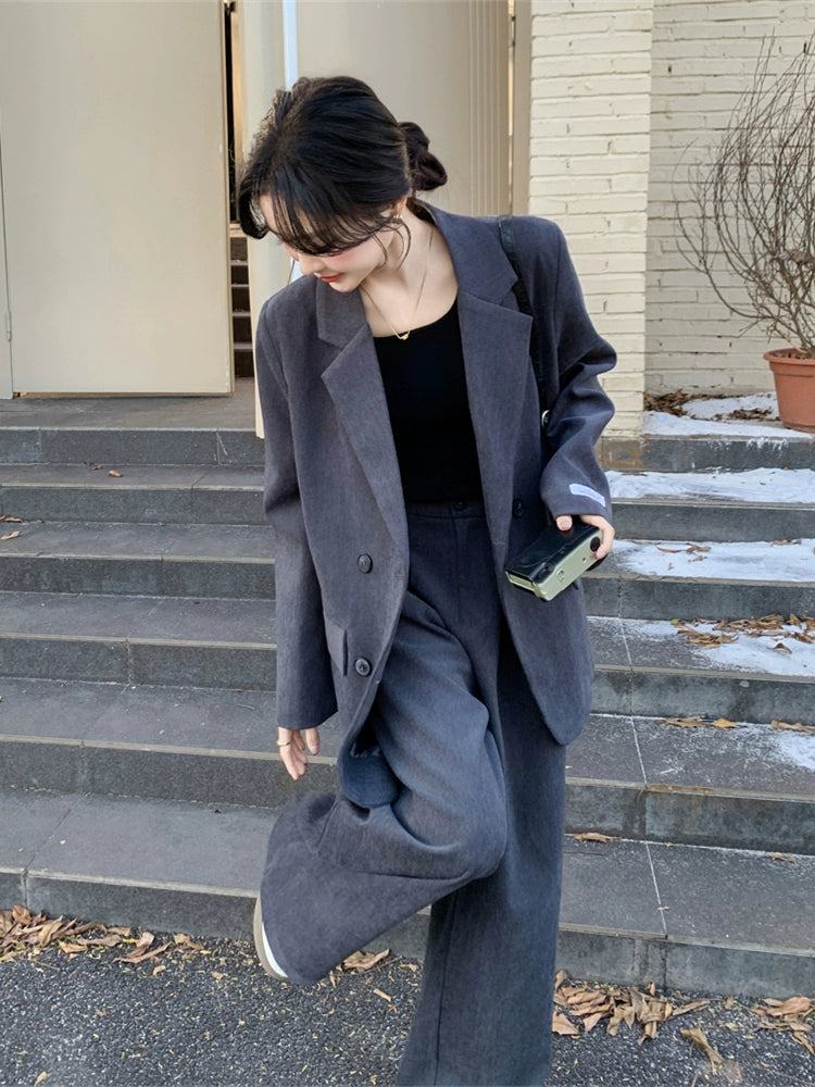 Super fire popular gray suit pants women's spring and autumn 2025 new commuter temperament ootd Korean and a Sa